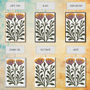 Abstract Botanical Wall Art, Framed Canvas Print, Purple Flowers on White Background
