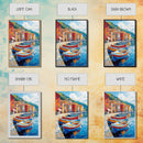 Gondolas at Sunset Framed Canvas Print - Boho Home Decor - Italy Painting - Italian Style Decor - Original Oil Painting Print