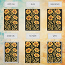 Framed Canvas Wall Art Botanical Print, Yellow Flowers on Black background, Wildflowers, Botanical Floral Modern Art, Boho Decor