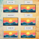 Synthwave Sunset Over Ocean Waves, Framed Canvas Print, Retro 80s Inspired Home Decor Wall Art