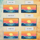 Vaporwave Sunset Over Ocean Waves Framed Canvas Print, Retro Vibes Wall Art