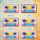 Retro Synthwave Wall Art, Outrun Home Decor Framed Canvas Print, Two Palm Trees and a Sunset