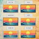 Retro Sunset Over The Ocean, Framed Canvas Print, Beautiful Synthwave Horizontal Wall Art