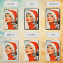 1950s Christmas Portrait Postcard Style Art Canvas Print, Wood Framed Christmas Decor, Christmas Wall Art, Christmas Seasonal Painting