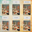 Christmas Village Home Decor - Framed Canvas Print - Retro Christmas Village Painting - Christmas Shoppers Painting - Retro Christmas Decor