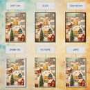 Retro Christmas Village Wall Art For Above Mantle, Framed Canvas Print, Christmas Home Decor, Christmas Wall Art, Christmas Postcard Art