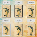 Japanese Style Dolphin Print, Nautical Decor, Framed Canvas Print, Dolphin Painting, Dolphin Art, Gift For Him, Office Art