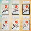 Cherry Blossoms and Sunset Framed Canvas Print - Minimalist Wabi Sabi Wall Art - Cherry Blossoms Painting - Home Decor - Japanese Style Art