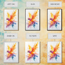 Fire Phoenix Watercolor Art Print Canvas Art, Fantasy Art Phoenix Firebird Fantasy Painting, Dark Academia Wall Art, Phoenix Decor