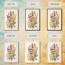 Retro Still Life Of Wild Flowers, Framed Canvas Print, Windflower Painting, Floral Print, Botanical Wall Art, Garden Decor, Wabi Sabi Wall Art