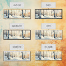 Birch Tree Forest In The Snow Covered Winter Framed Canvas Print, Panoramic Wall Art, Original Birch Tree Art, Birch Tree Painting, Horizontal Art