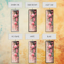 Lantern Glow Canvas Print, whimsical Moroccan wall art with light pink tones and floral accents, tall skinny vertical wall art piece.