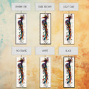 Vibrant Peacock Art Canvas Print with Boho Decor Elements and Colorful Whimsical Art, Perfect Vertical Wall Art Gift Idea