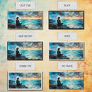 Woman Meditating Coastal Sunset Framed Canvas Print Yoga Art Nautical Wall Art Bedroom Decor Perfect Gift Idea Coastal Cowgirl Artwork