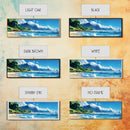 Tropical Paradise Beach Framed Canvas Print - Panoramic Hawaii Coastal Painting, Nautical Wall Art, Ocean View Living Room Wall Decor
