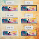 Framed Canvas Print of Vibrant Surf Wall Art with Pink Orange Waves, Coastal Decor, Nautical Painting, Gift Idea, Above Sofa Art