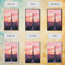 Eiffel Tower Sunset Framed Canvas Print Paris Landscape Painting French Cityscape Wall Art Bedroom Decor Romantic Gift Pink Orange Art