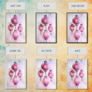 Pink Lanterns Framed Canvas Print, Chinoiserie Wall Art, Cozy Living Room Decor, Boho Aesthetic, Vertical Oriental Light Pink Wall Art