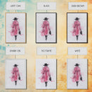 Woman in Coat Framed Canvas Print Light Pink Wall Art Moody Minimalist Fashion Illustration Rustic Aesthetic Unique Gift Idea
