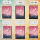 Crescent moon painting on framed canvas print, moody art, pink abstract art, cherry blossom painting, vertical wall art decor