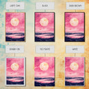 Moonlit Sky over Lake Framed Canvas Print, Pink Night Landscape Painting Coastal Wall Art, Minimalist Bedroom or Guest Room Decor