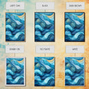 Flowing Blue Waves Canvas Print Modern Coastal Art Abstract Zen Decor Nautical Wall Gift Idea Bedroom Calm Artwork Design
