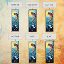 Koi Fish Fantasy, koi fish painting, whimsical art, framed canvas print, vibrant wall art, long narrow wall art,  tall skinny art