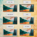 Forest Lake, pine tree art, landscape painting, rustic wall art, autumn painting, extra wide art, wabi sabi art, Framed Canvas Print