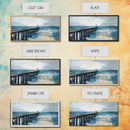 Pier at Dusk, moody art, coastal wall art, ocean painting, nautical painting, wabi sabi art, panoramic art, Canvas Print, seascape