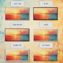 Sunset Ocean, pink orange wall art, coastal landscape art, moody art, extra wide art, panoramic painting, framed canvas print