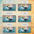 Loon Swimming Art, bird art, teal wall art, nature painting, lake decor, moody art, framed canvas print, rustic wall art