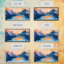 Twilight Peaks, pink orange wall art, framed canvas print, panoramic painting, above sofa art, extra wide art, landscape painting
