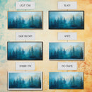 Pine tree art, smoky mountain art, framed canvas print, misty forest painting, rustic wall art, extra wide art, moody landscape