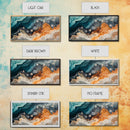 Abstract Coastal Geology, framed canvas print, extra wide art, mosaic wall art, ocean decor, oyster painting, coastal decor