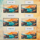 Sunset Seascape, Framed Canvas Print, coastal landscape art, panoramic painting, extra wide painting, above bed art, ocean wall art