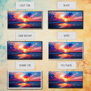 Sunset Beach, pink orange wall art, seascape painting, coastal wall art, panoramic art, ocean waves, extra wide art, Canvas Print