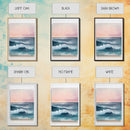 Ocean Sunset Waves, coastal decor, nautical painting, pink orange wall art, coastal landscape art, Canvas Print