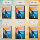 Sunset Cliff Framed Canvas Print Coastal Seascape Wall Art Vibrant Ocean Painting Modern Beach House Decor Relaxing Home Gift