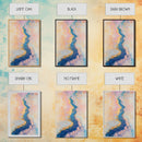 River Gold, gemstone painting, abstract landscape painting, pastel wall art, wabi sabi wall art, Framed Canvas Print, gift idea for her