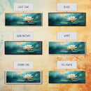 Lotus Flower, Tranquil Water, Canvas Print, Zen Wall Art, Meditation Room Decor, Calm Blue Painting, Bedroom Artwork, Boho Aesthetic