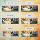 Serene River Canyon Framed Canvas Print Nature Landscape Painting, Rustic Lodge Wall Art, Outdoor Adventure Decor, Water Scene Art