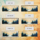 Misty Forest Landscape Wall Art, Blue and Gold Nature Painting, Rustic Cabin Decor, Cozy Woodland Art, Fall Living Room Artwork