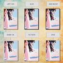 Woman in Dress, Feminine Wall Art, Beach Scene, Soft Pastel Print, Framed Canvas Print, Romantic Home Decor, Elegant Artwork