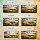 Fall Mountain View, Golden Forest Landscape, Moody Sky Painting, Rustic Country Art, Autumn Scene, Vibrant Wall Decor, Framed Canvas Print