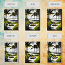Palm Trees, Fire Pit, Coastal Escape, Beach House Decor, Black and White Art, Tropical Landscape, Canvas Print, Relaxing Wall Art