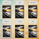 Cliffside Sunset, Golden Sky, Coastal View, Seascape, Framed Canvas Print, Modern Wall Art, Office Decor, Dramatic Landscape