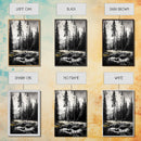 Forest Landscape Print, Black and White Tree Art, Cabin Wall Decor, Nature Inspired Art, Minimalist Scene, Framed Canvas Print