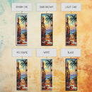 Seaside Church, Palms, Sunset - Framed Canvas Print, Mediterranean beach painting, boho villa wall art, living room or hallway accent piece