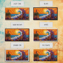Ocean Wave, Sunset, Lighthouse, Framed Canvas Print vibrant coastal art, whimsical seascape painting, tropical decor, beach wall art