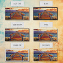 Pier Ocean, Sunset, Vibrant sunset over colorful pier walkway into the sea, Framed Canvas Print, coastal living decor